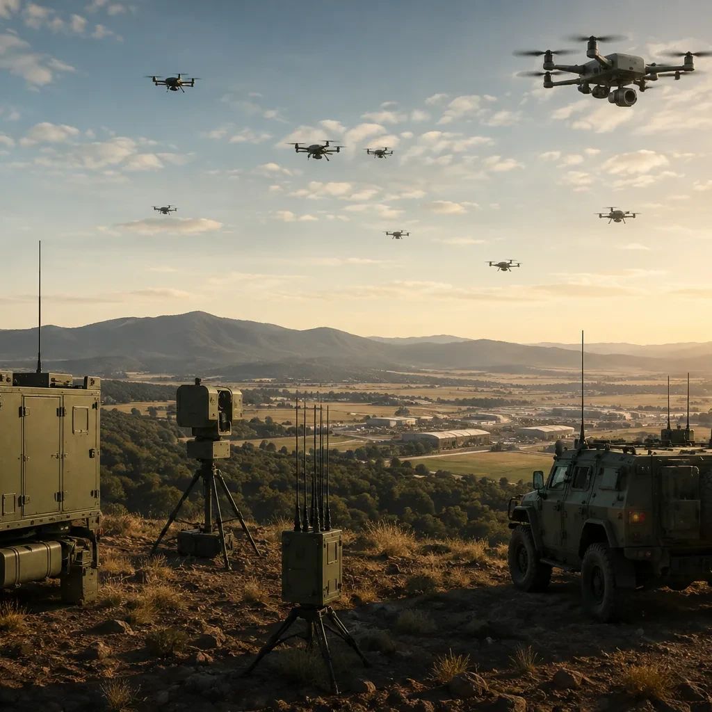 Counter-UAS sensors and vehicles detecting small uncrewed aerial systems for Land 156