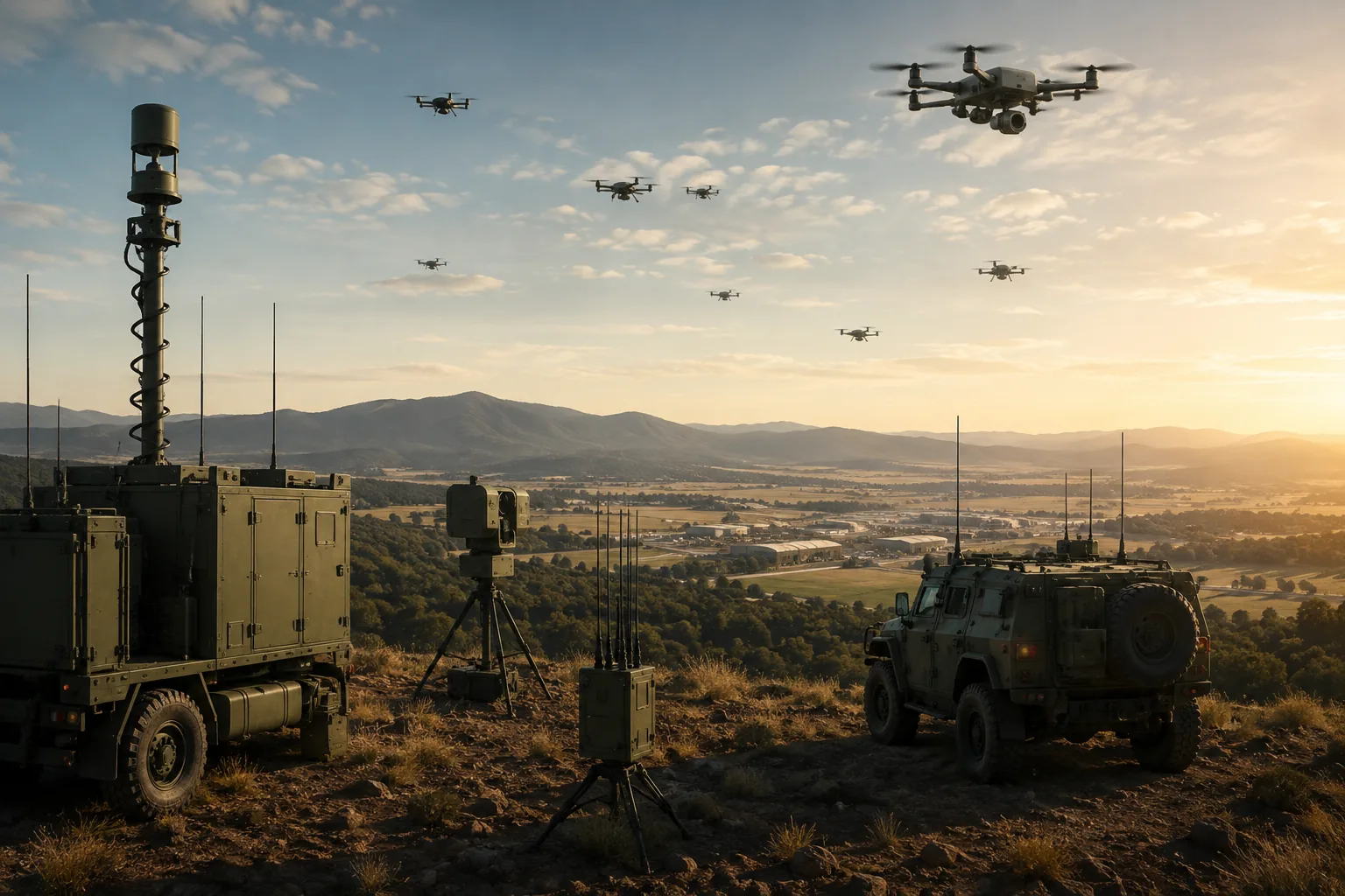 Counter-UAS sensors and vehicles detecting small uncrewed aerial systems for Land 156
